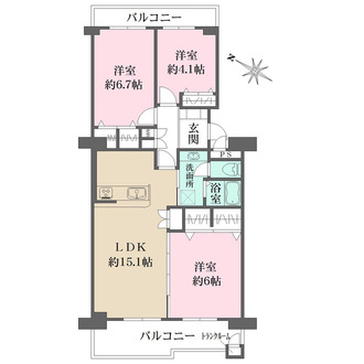 神戸ポートビレジ3号棟の間取図
