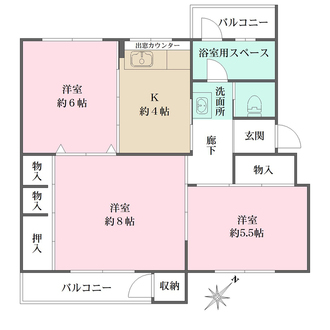 鶴甲コーポ17号棟の間取図