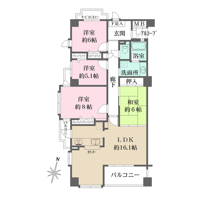 芦屋西山アーバンライフの間取図