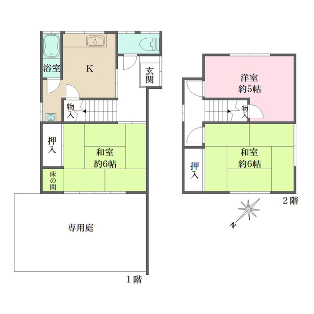 伊丹市西台４丁目戸建北側の間取図
