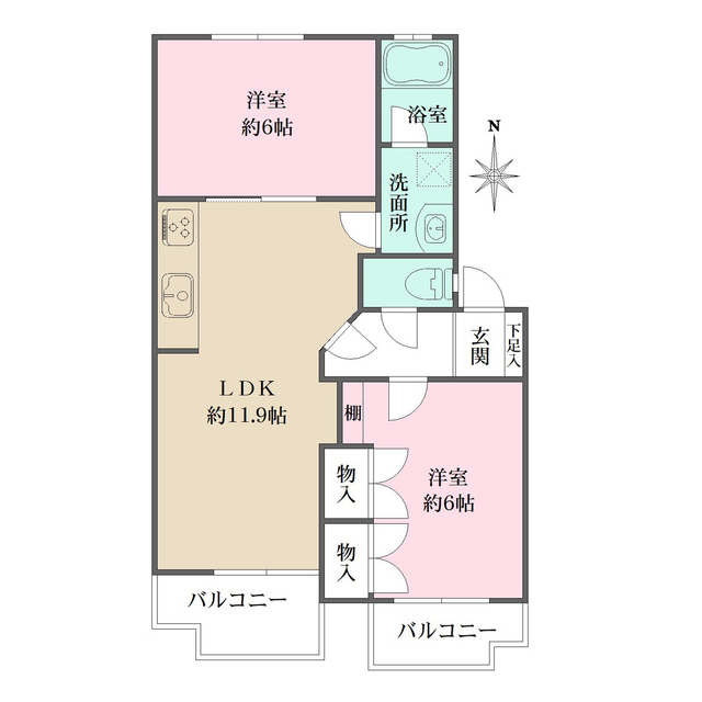ヴィラ芦屋Ｂ棟の間取図