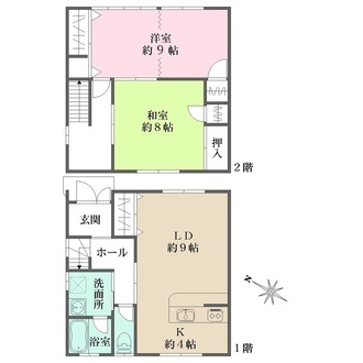 芦屋市三条南町テラスハウス西棟の間取図
