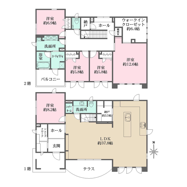 神戸市東灘区住吉本町2丁目戸建の間取図