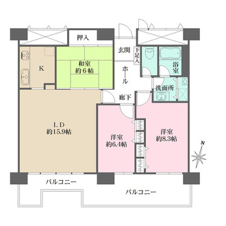 ＲＩＣイーストコート３番街１０１号棟の間取図
