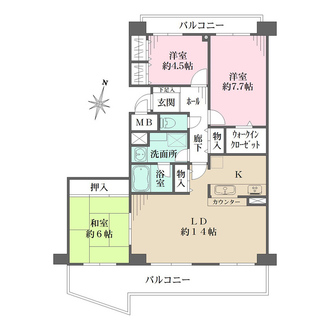 ＲＩＣウエストコート６番街６１１号棟の間取図