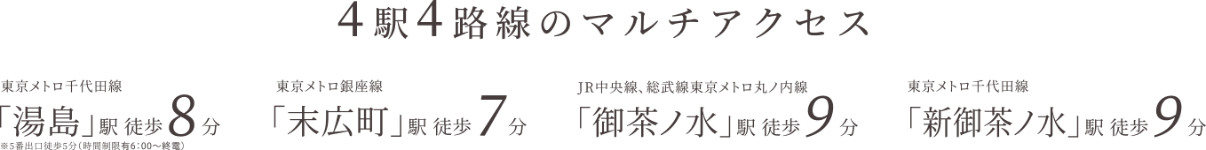 3駅4路線のマルチアクセス